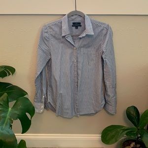 J. Crew Blue and White Striped Button Down